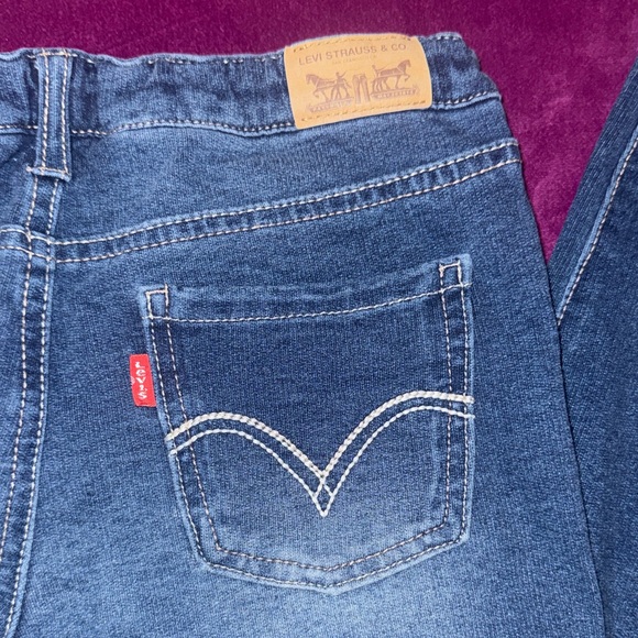 Levi's Classic Indigo Jeans Dark Blue Denim Super Skinny Knit Jean sz 14 Regular - Picture 2 of 14